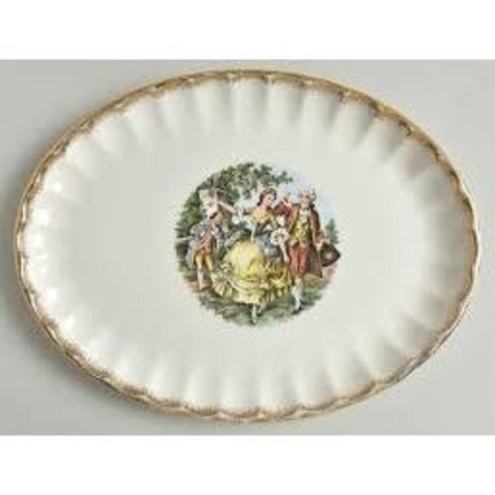 Vintage W.S. George Collector Platter Colonial Couple 22KT Gold Trim Bolero